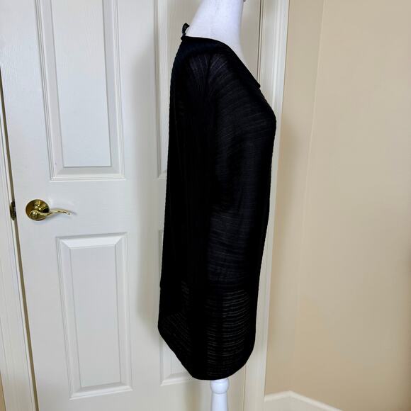 Eileen Fisher Black Tencel Long Sleeve Asymmetrical Hem Top Size M - Picture 2 of 9